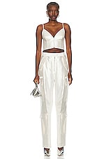 Christopher John Rogers Zip Front Bralette Top in Ivory, view 4, click to view large image.