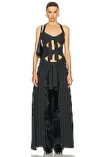 Christopher John Rogers Triple Tie Front Ribbed Maxi Top in Kohl, view 1, click to view large image.