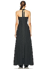 Christopher John Rogers Triple Tie Front Ribbed Maxi Top in Kohl, view 3, click to view large image.