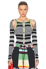 Christopher John Rogers Racer Front Bodysuit in Black Multi, view 1, click to view large image.