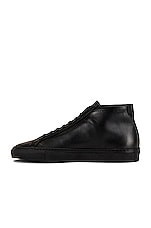 Common Projects Original Leather Achilles Mid in Black, view 5, click to view large image.