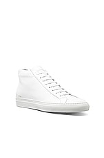 Common Projects Original Leather Achilles Mid in White, view 2, click to view large image.