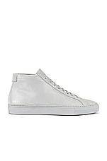 Common Projects Original Leather Achilles Mid in Grey, view 1, click to view large image.