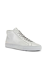 Common Projects Original Leather Achilles Mid in Grey, view 2, click to view large image.