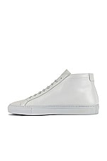 Common Projects Original Leather Achilles Mid in Grey, view 5, click to view large image.