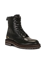Common Projects Leather Winter Combat Boots in Black, view 2, click to view large image.