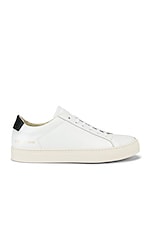Common Projects Leather Achilles Retro Low in White & Black, view 2, click to view large image.