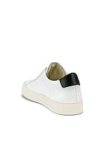 Common Projects Leather Achilles Retro Low in White & Black, view 3, click to view large image.
