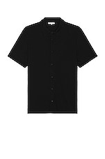 COTTON CITIZEN Presley Short Sleeve Buttondown in Jet Black, view 1, click to view large image.