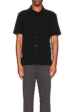 COTTON CITIZEN Presley Short Sleeve Buttondown in Jet Black, view 3, click to view large image.