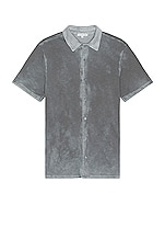 COTTON CITIZEN Presley Short Sleeve Buttondown in Vintage Natural Blue, view 1, click to view large image.