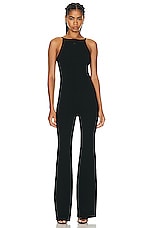 Courreges Neckline Milano Knit Jumpsuit in Black, view 1, click to view large image.