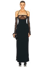 Courreges Lingerie Bigout Lace Long Dress in Black, view 1, click to view large image.