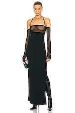 Courreges Lingerie Bigout Lace Long Dress in Black, view 4, click to view large image.