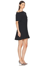 Courreges Boat Neck Body Cotton Mini Dress in Black, view 2, click to view large image.