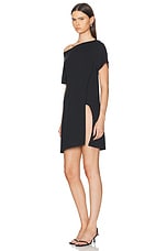 Courreges Boat Neck Body Cotton Mini Dress in Black, view 3, click to view large image.