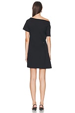 Courreges Boat Neck Body Cotton Mini Dress in Black, view 4, click to view large image.