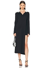 Courreges Twist Cotton Polo Long Dress in Black, view 1, click to view large image.