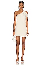 Courreges Twist Sponge Jersey Dress in Off White, view 1, click to view large image.