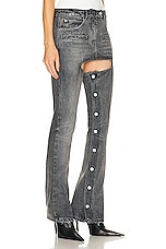 Courreges Chaps Black Denim Pant in Stonewashed Grey, view 2, click to view large image.