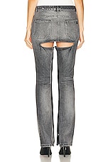 Courreges Chaps Black Denim Pant in Stonewashed Grey, view 3, click to view large image.