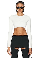 Courreges Milano Knit Cropped Cardigan in Heritage White, view 1, click to view large image.