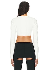 Courreges Milano Knit Cropped Cardigan in Heritage White, view 3, click to view large image.