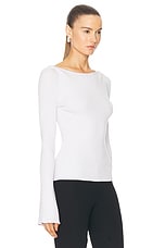 Courreges Boat Neck Rib Knit Sweater in Mist, view 2, click to view large image.