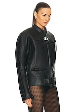Courreges Scuba Leather Bomber Jacket in Black, view 3, click to view large image.