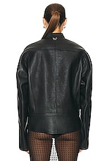 Courreges Scuba Leather Bomber Jacket in Black, view 4, click to view large image.