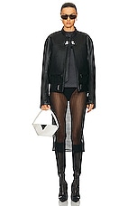 Courreges Scuba Leather Bomber Jacket in Black, view 5, click to view large image.