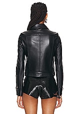 Courreges Zipped Iconic Leather Jacket in Black, view 4, click to view large image.