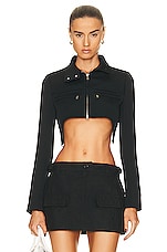 Courreges Suspender Crop Jacket in Black, view 1, click to view large image.