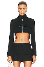 Courreges Suspender Crop Jacket in Black, view 2, click to view large image.