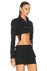 Courreges Suspender Crop Jacket in Black, view 3, click to view large image.
