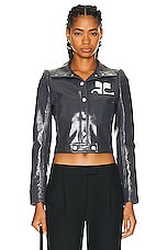 Courreges Vinyl Reedition Jacket in Steel Grey, view 1, click to view large image.