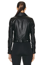 Courreges Vintage Leather Trucker Jacket in Black, view 3, click to view large image.