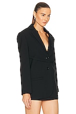 Courreges Strap Wool Tailored Jacket in Black, view 2, click to view large image.