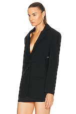 Courreges Strap Wool Tailored Jacket in Black, view 3, click to view large image.