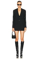 Courreges Strap Wool Tailored Jacket in Black, view 5, click to view large image.