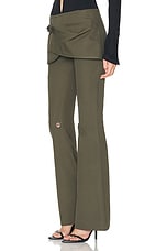 Courreges Modular Overskirt Cotton Bootcut Pant in Camouflage Green, view 3, click to view large image.
