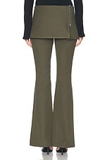 Courreges Modular Overskirt Cotton Bootcut Pant in Camouflage Green, view 4, click to view large image.