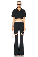 Courreges Ellipse Zip Crepe Jersey Bootcut Pant in Black, view 5, click to view large image.