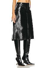 Courreges One Strap Vinyl Skirt in Black, view 2, click to view large image.