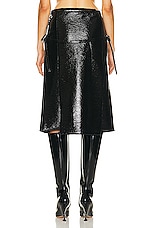 Courreges One Strap Vinyl Skirt in Black, view 3, click to view large image.