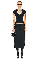 Courreges Tracksuit Interlock Long Skirt in Black, view 4, click to view large image.