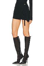 Courreges Wool Folded Mini Skirt in Black, view 3, click to view large image.