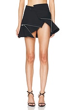 Courreges Modular Cotton Mini Skirt in Black, view 2, click to view large image.