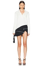 Courreges Modular Cotton Mini Skirt in Black, view 6, click to view large image.