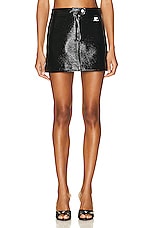 Courreges Vinyl Mini Skirt in Black, view 1, click to view large image.